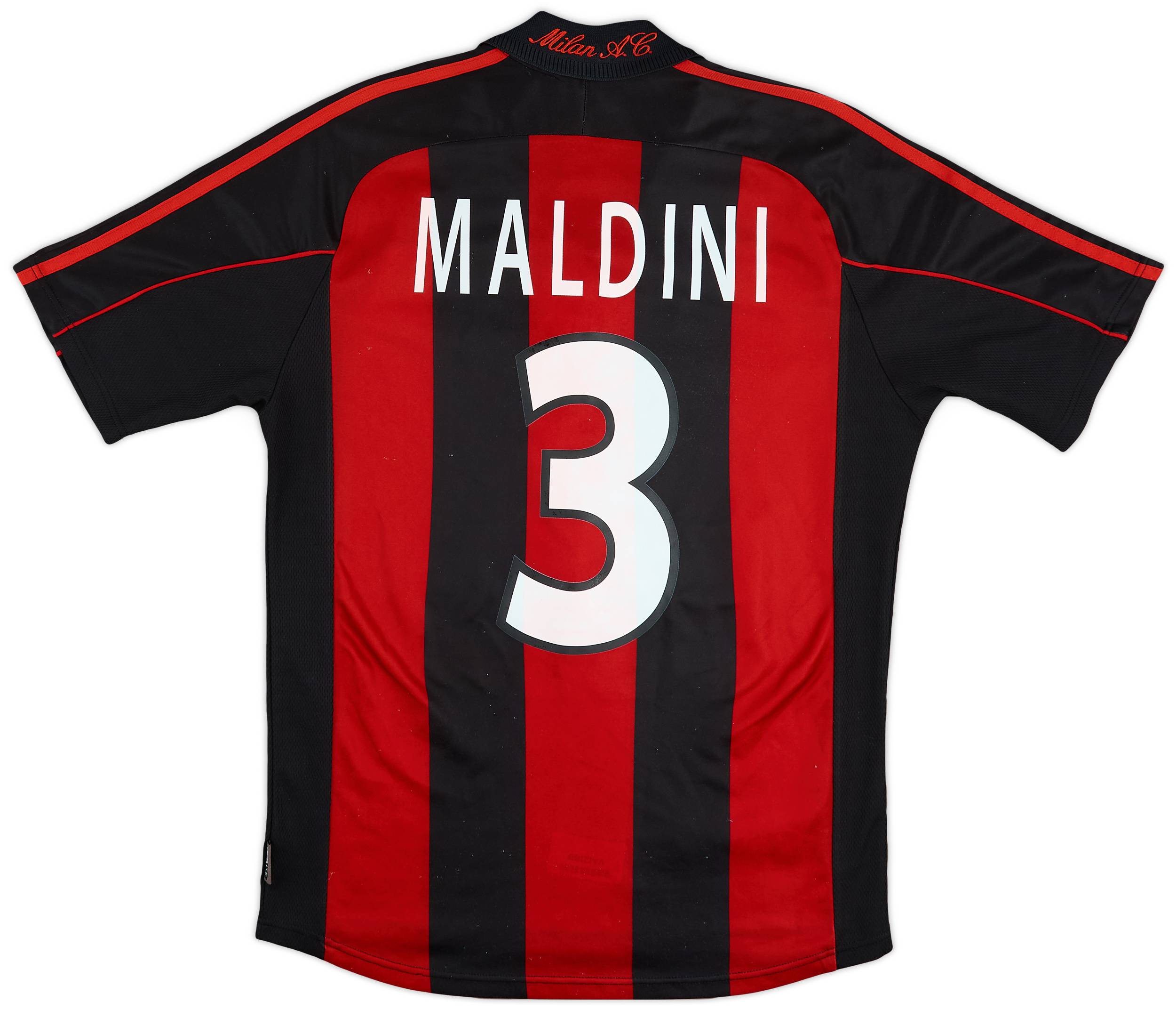 2000-02 AC Milan Home Shirt Maldini #3 - 7/10 - (M/L)