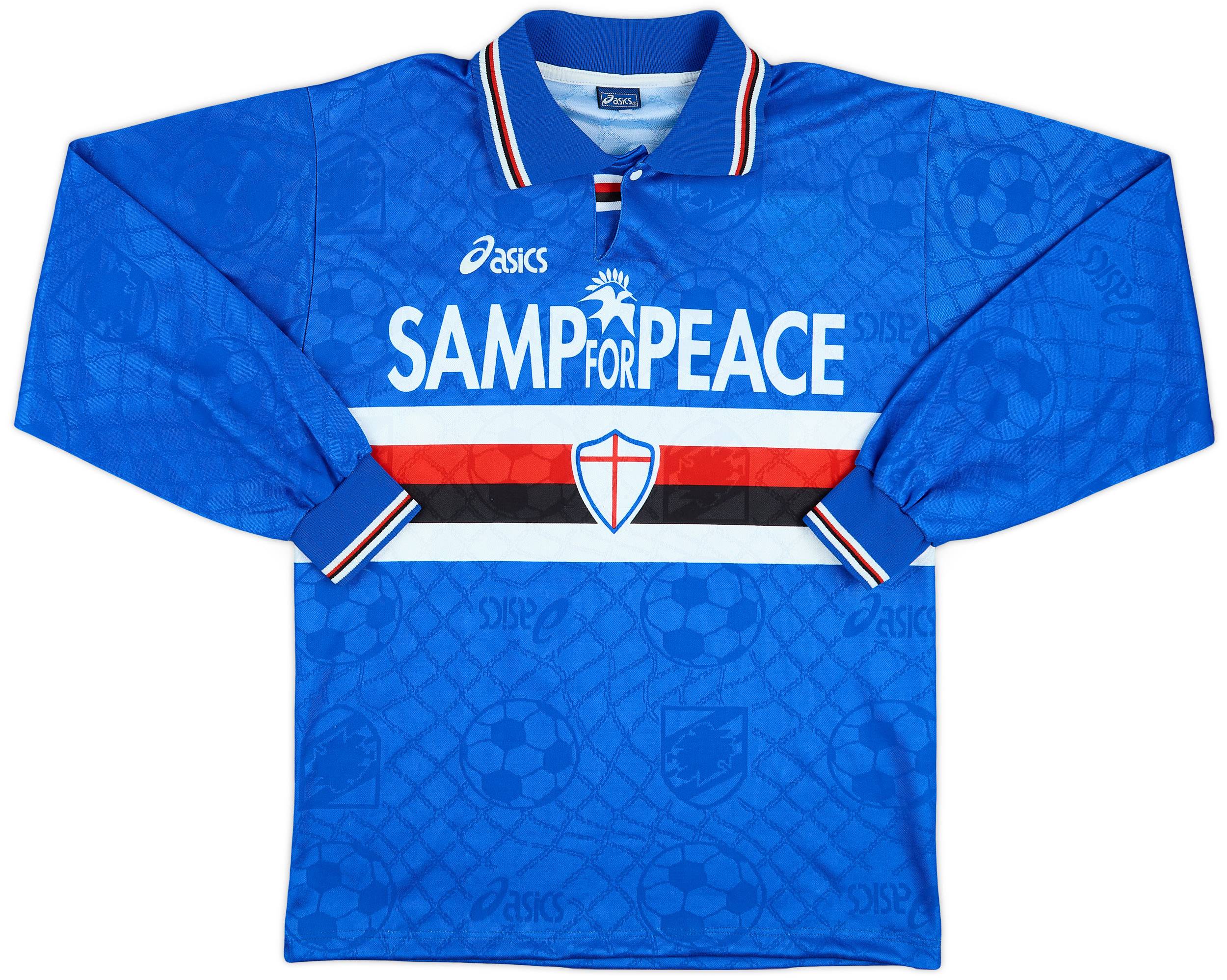 Vtg 95/96 asics × Sampdoria Game Shirts 1995-96 Sampdoria Home L/S Shirt - 4/10 - (M)