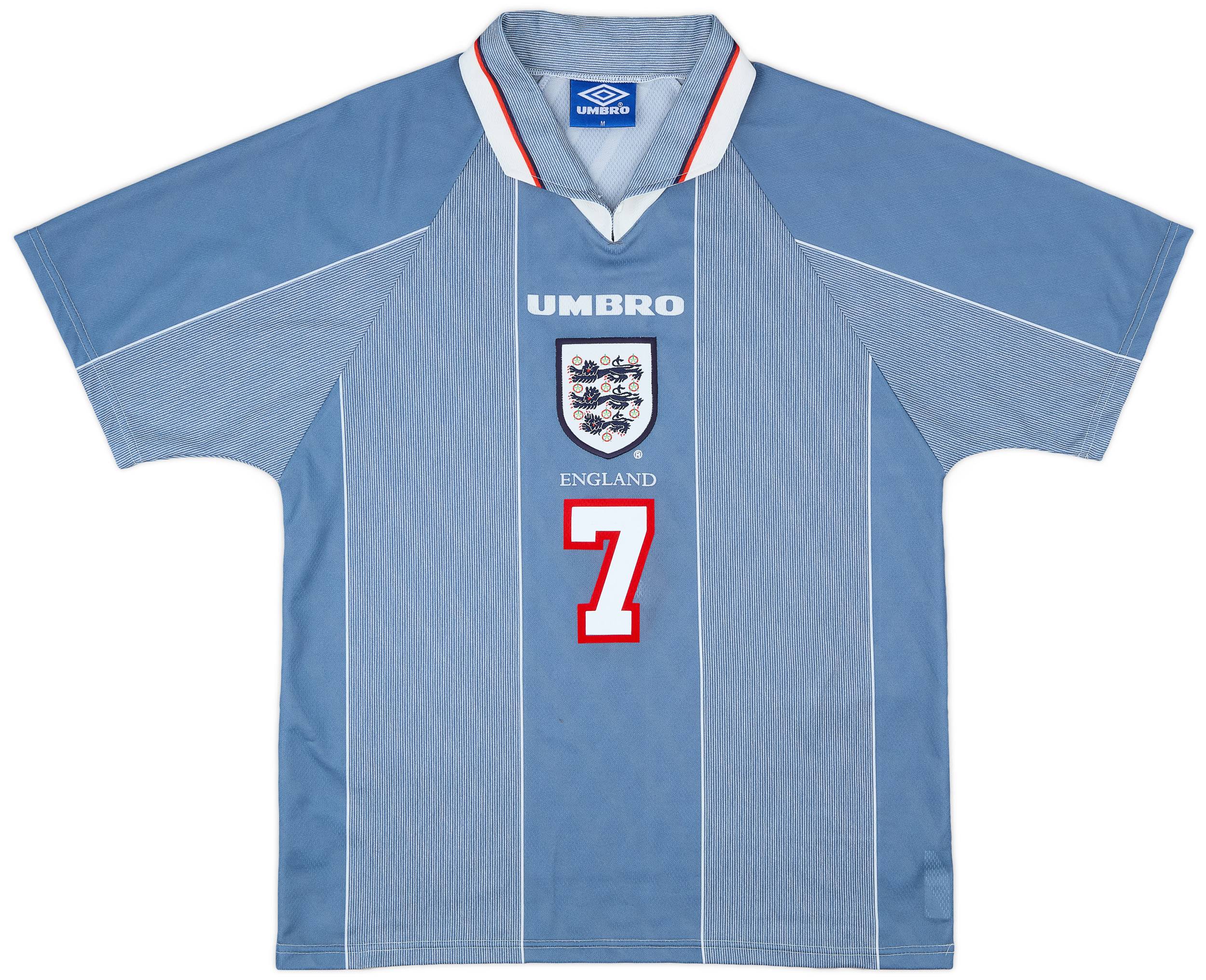 1996 プレミアリーグ （アウェイ/長袖）7番 BECKHAM 1996-97 England Away Shirt Beckham #7 - 9/10 - (M)