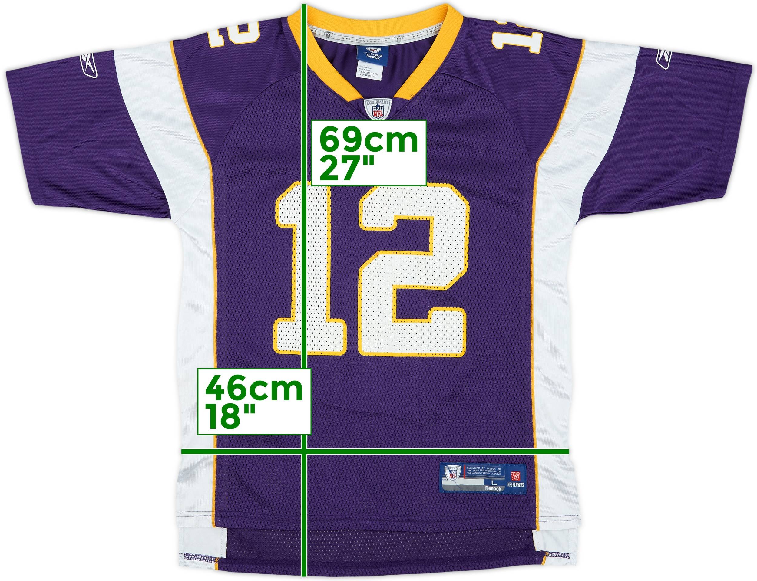 2009-11 Minnesota Vikings Harvin #12 Reebok On Field Home Jersey
