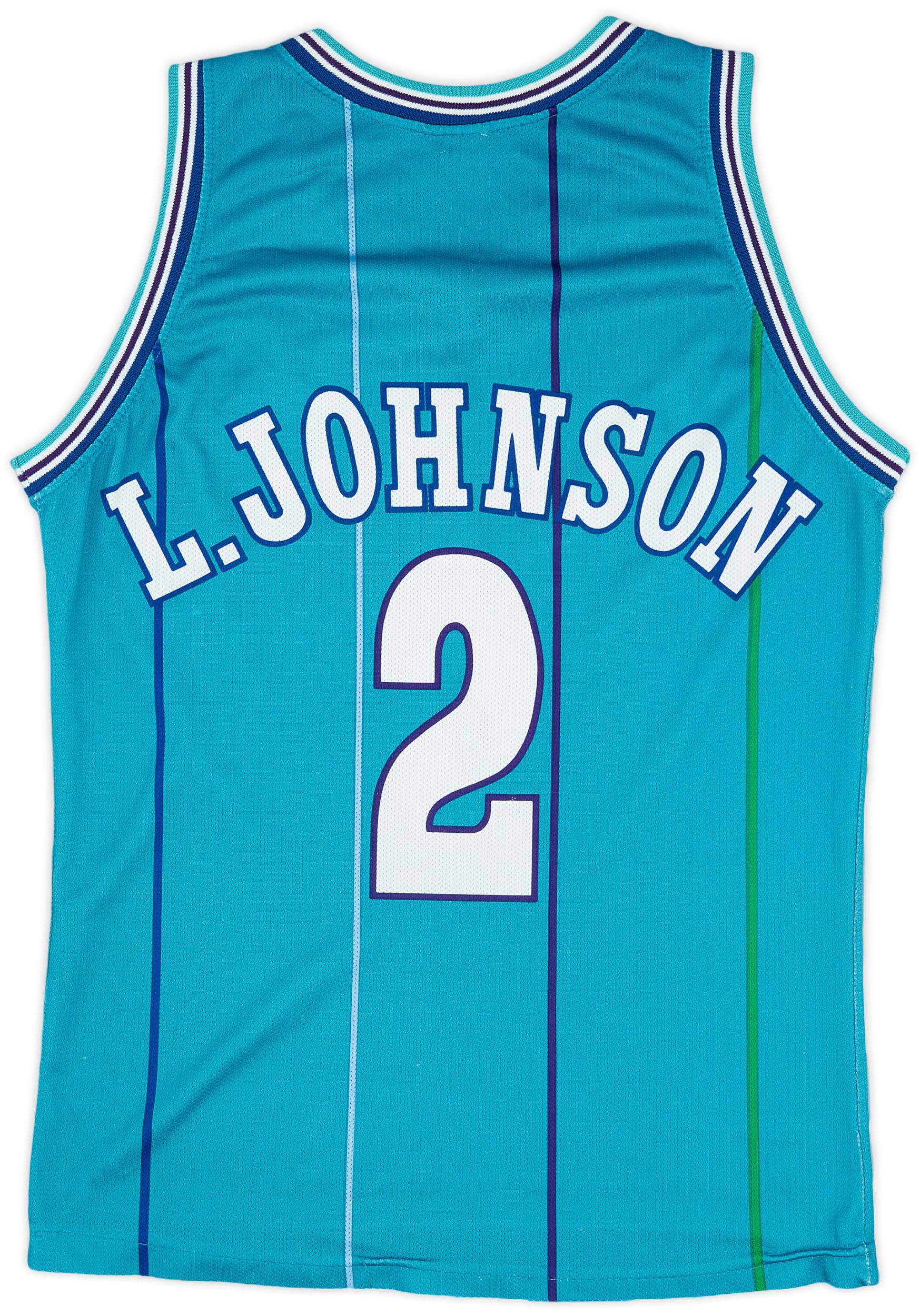 1992-96 Charlotte Hornets L. Johnson #2 Champion Away Jersey