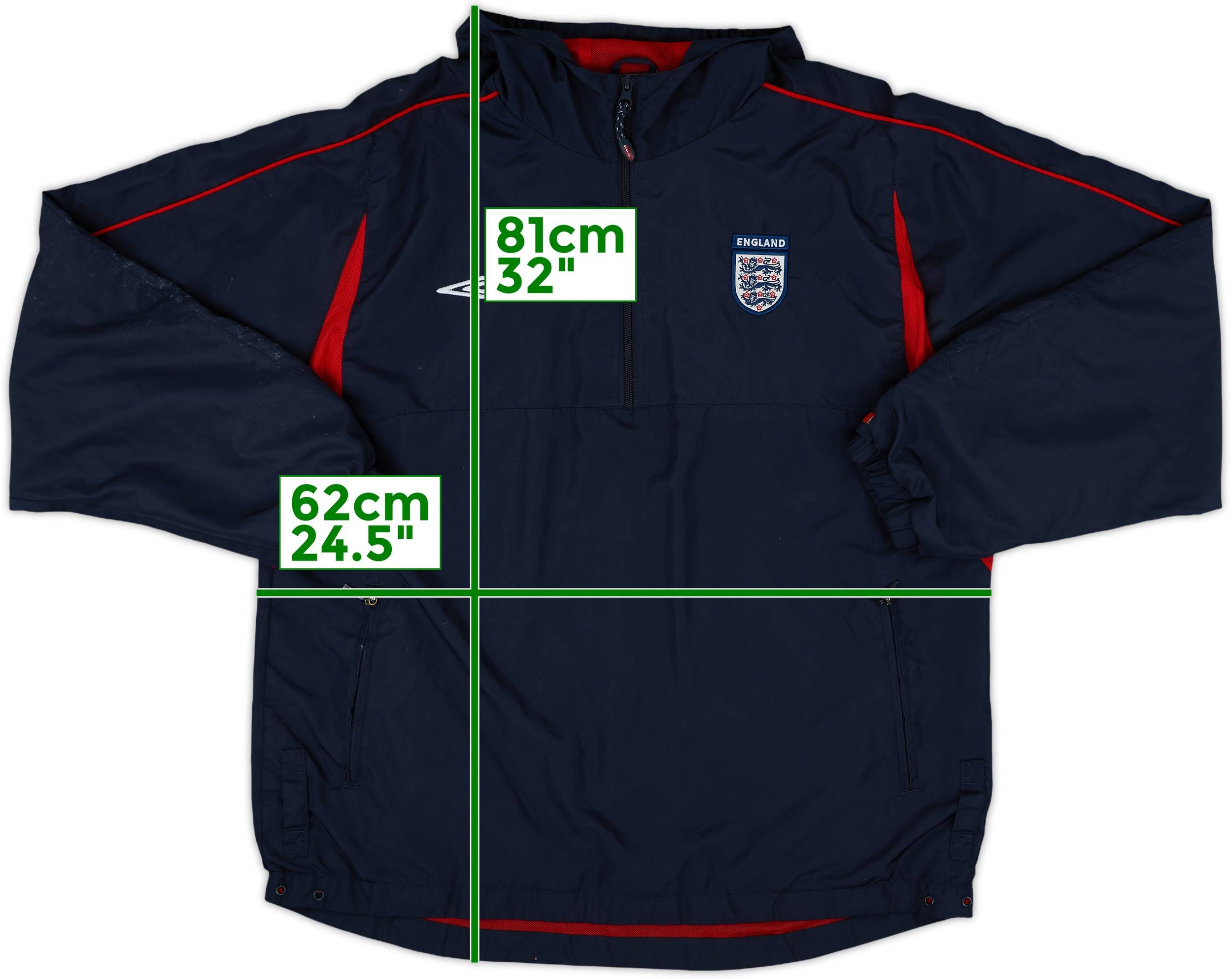 2002-04 England Umbro 1/4 Zip Hooded Drill Top - 5/10 - (L)
