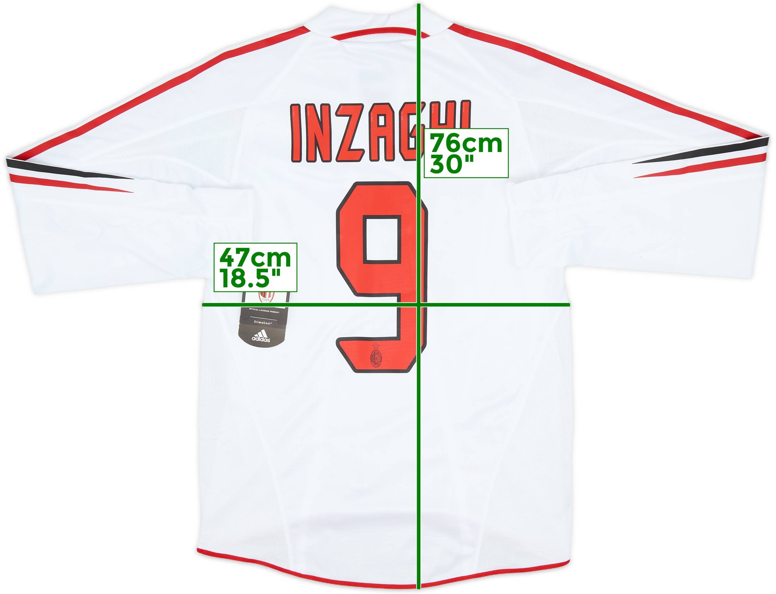 【 大感謝セール】 AC 2004-05 Milan (S) #9 Inzaghi Shirt L/S Away Issue Player ウェア