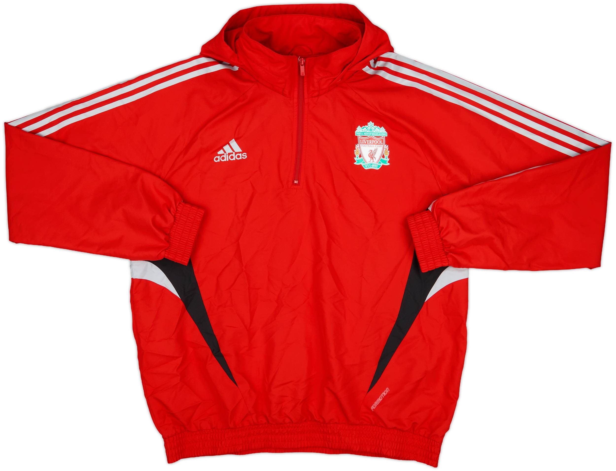 2008-09 Liverpool adidas 1/4 Zip Hooded Rain Jacket - 8/10 - (L)
