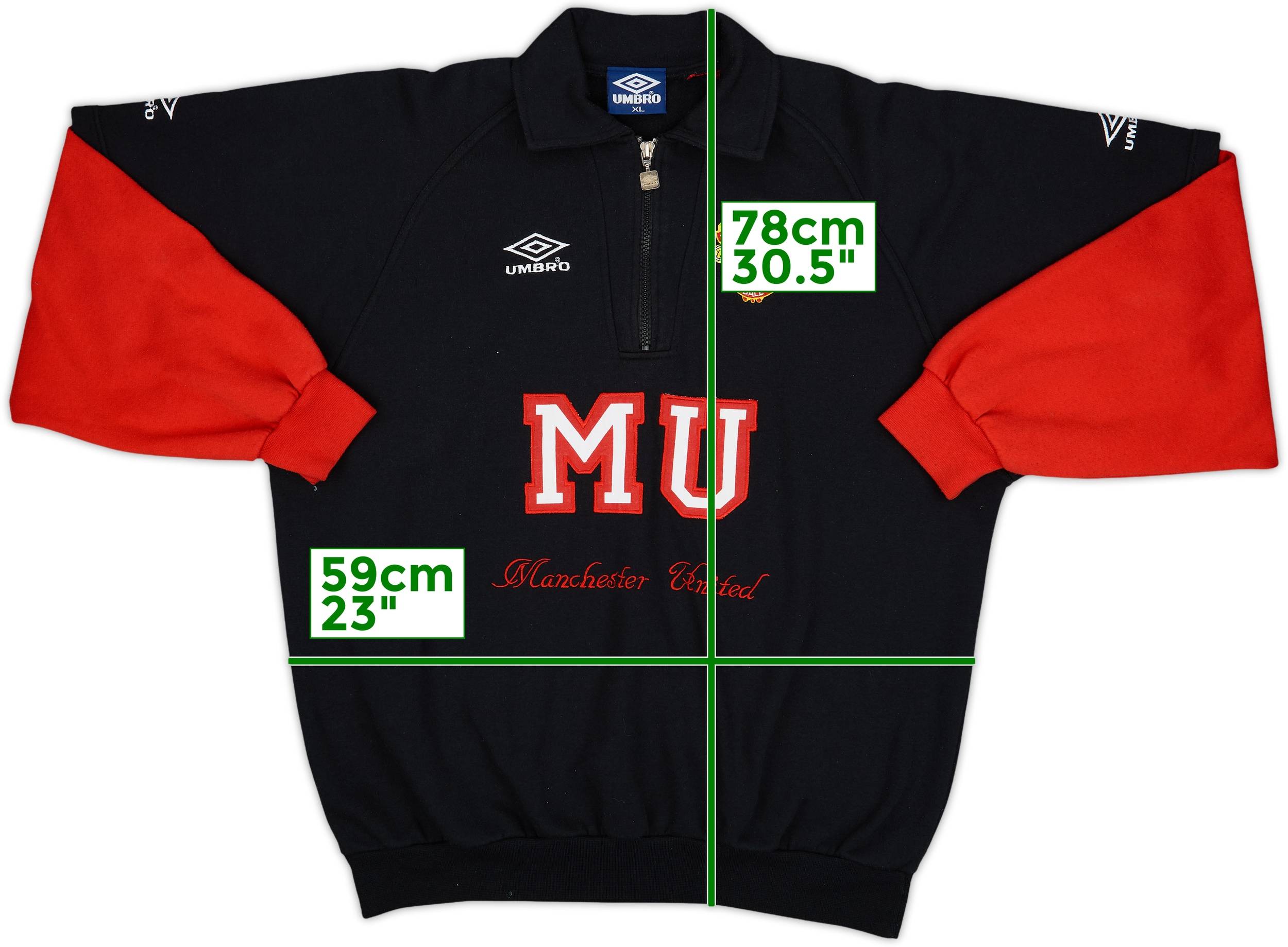 1992-93 Manchester United Umbro 1/4 Zip Sweat Top - 8/10 - (XL)