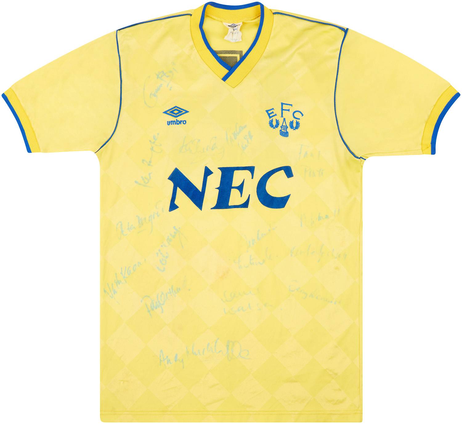 1986-88 Everton Match Issue Signed Away Shirt #15