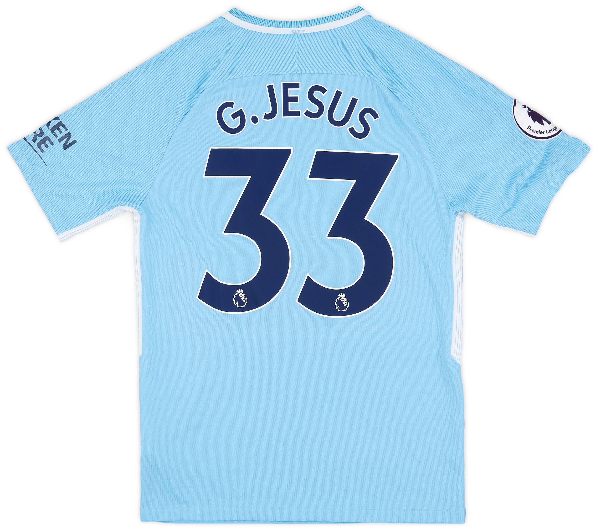 マンチェスター・シティ G.ジェズス シャツ Sサイズ　2017年 2017-18 Manchester City Home Shirt G.Jesus #33 - 6/10 - (S)