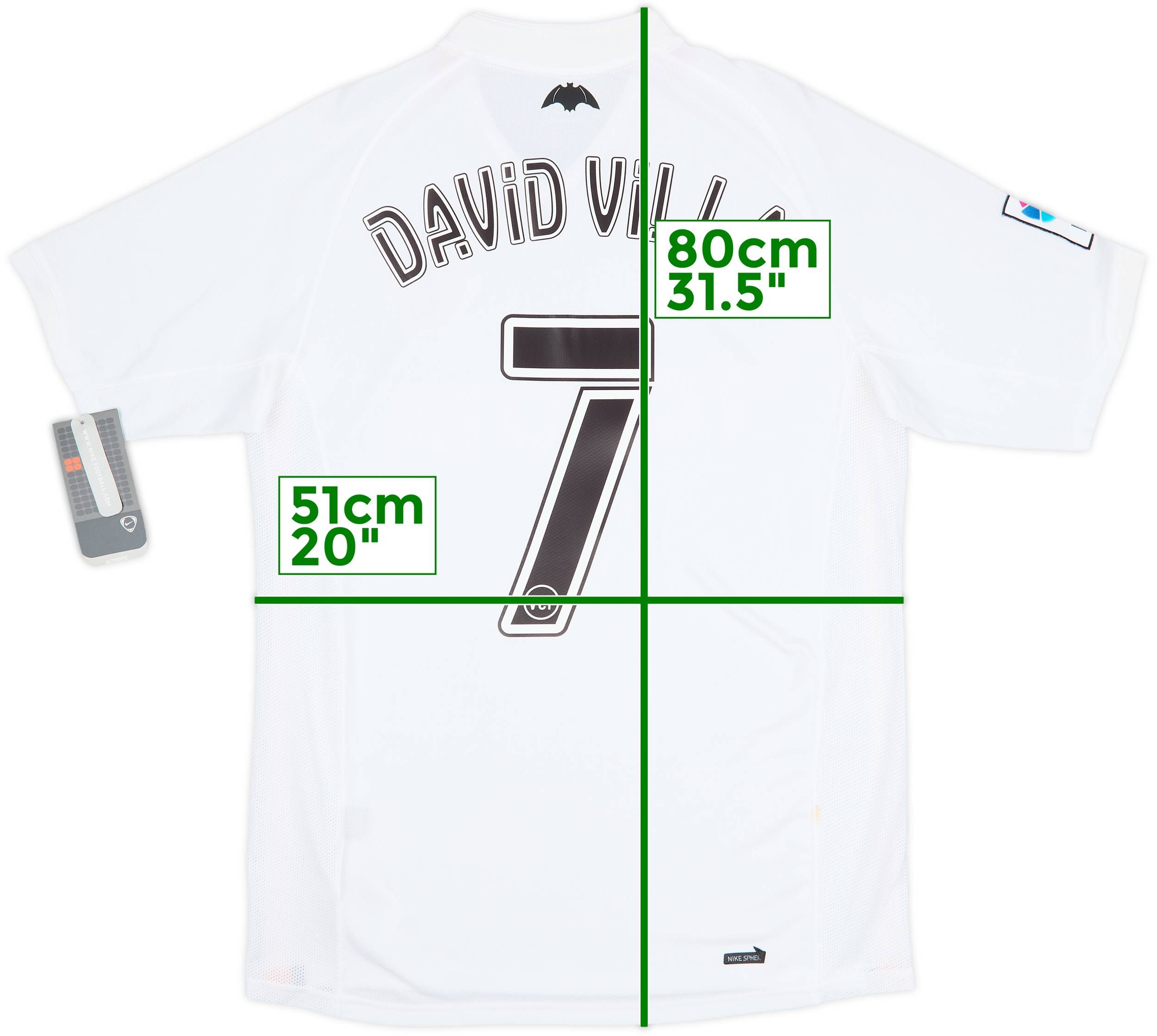 Valencia David Villa 7 Home Football Shirt 2007/08 Adults