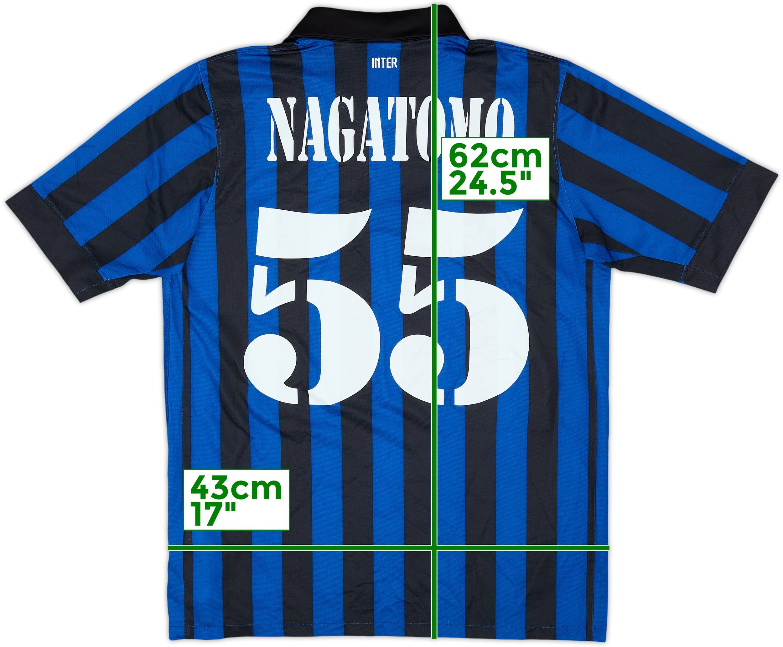 11-12 INTEL MILANO NAGATOMO 55番　NIKE 半袖s 2011-12 Inter Milan Home Shirt Nagatomo #55 - 9/10 - (L.Boys)