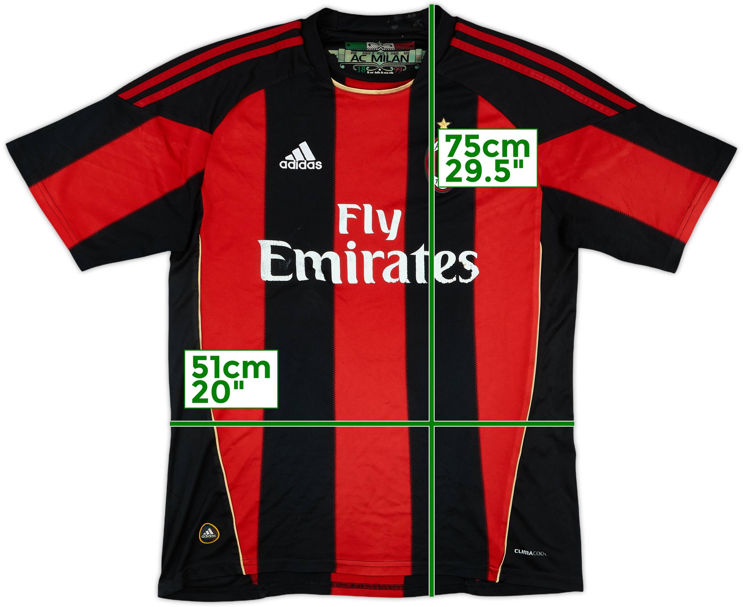 ウェア 93/94 AC Milan uniform made in Italy 2010-11 AC Milan Home Shirt - 5/10 - (M)