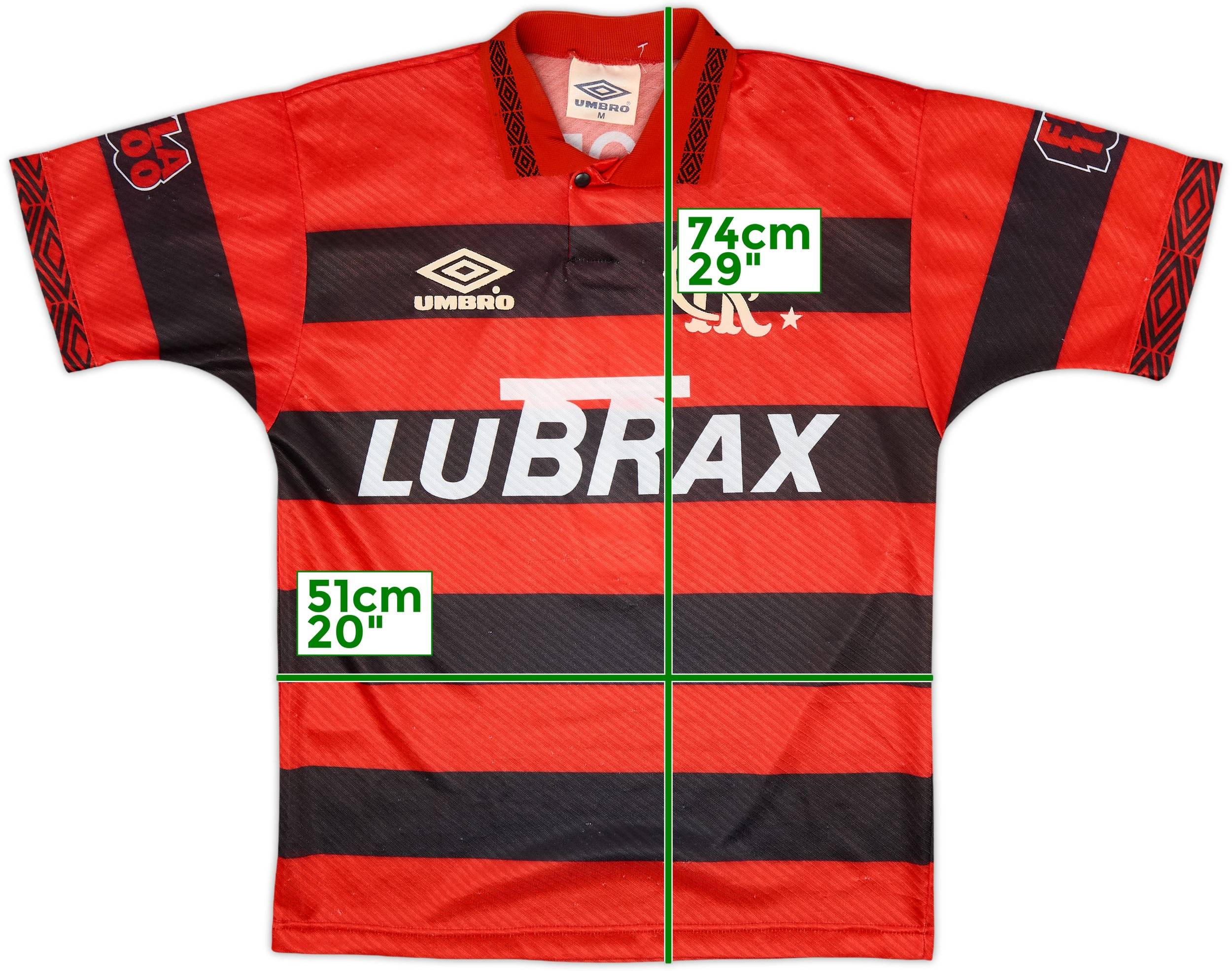 フラメンンゴCR Flamengo Umbro シャツ 赤黒 ストライプ 7番 1994-95 Flamengo Centenary Home Shirt #7 - 8/10 - (M)