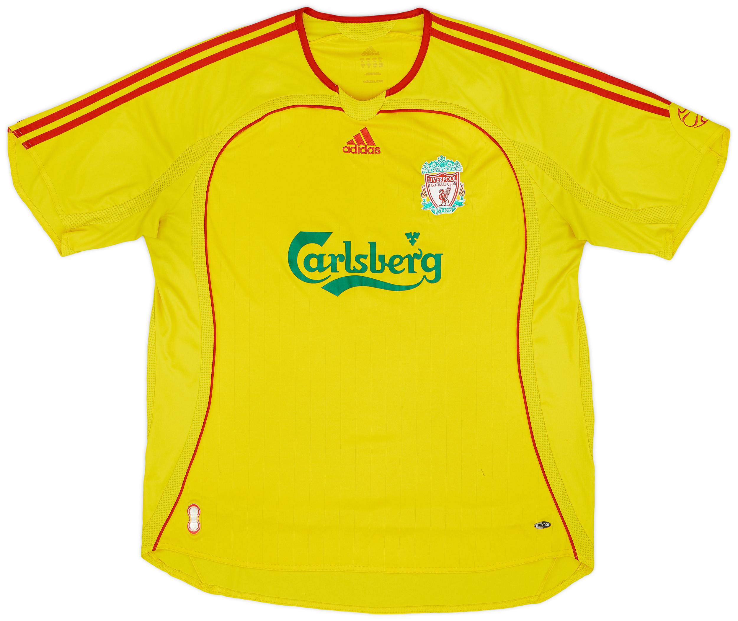 Liverpool ジェラード awayユニフォーム Liverpool FC Away Football Shirt Jersey Yellow Warrior