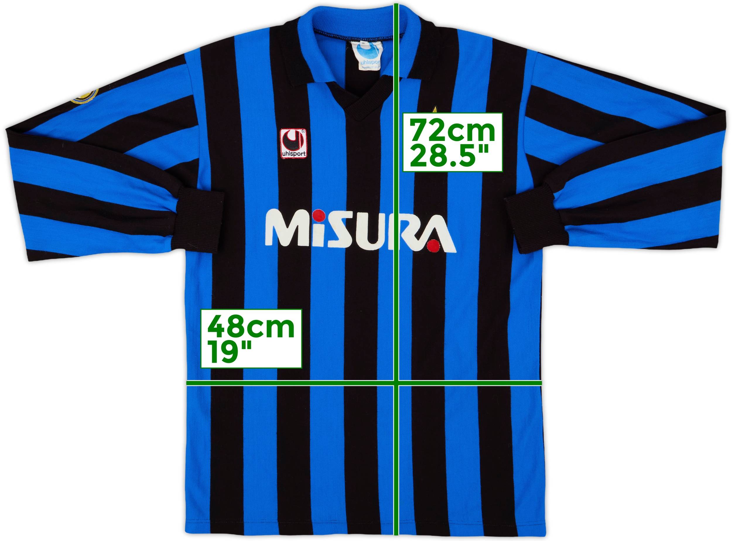 90-91 インテル・ミラノ（H)長袖　inter Milano m761t 1990-91 Inter Milan Home L/S Shirt - 8/10 - (M)