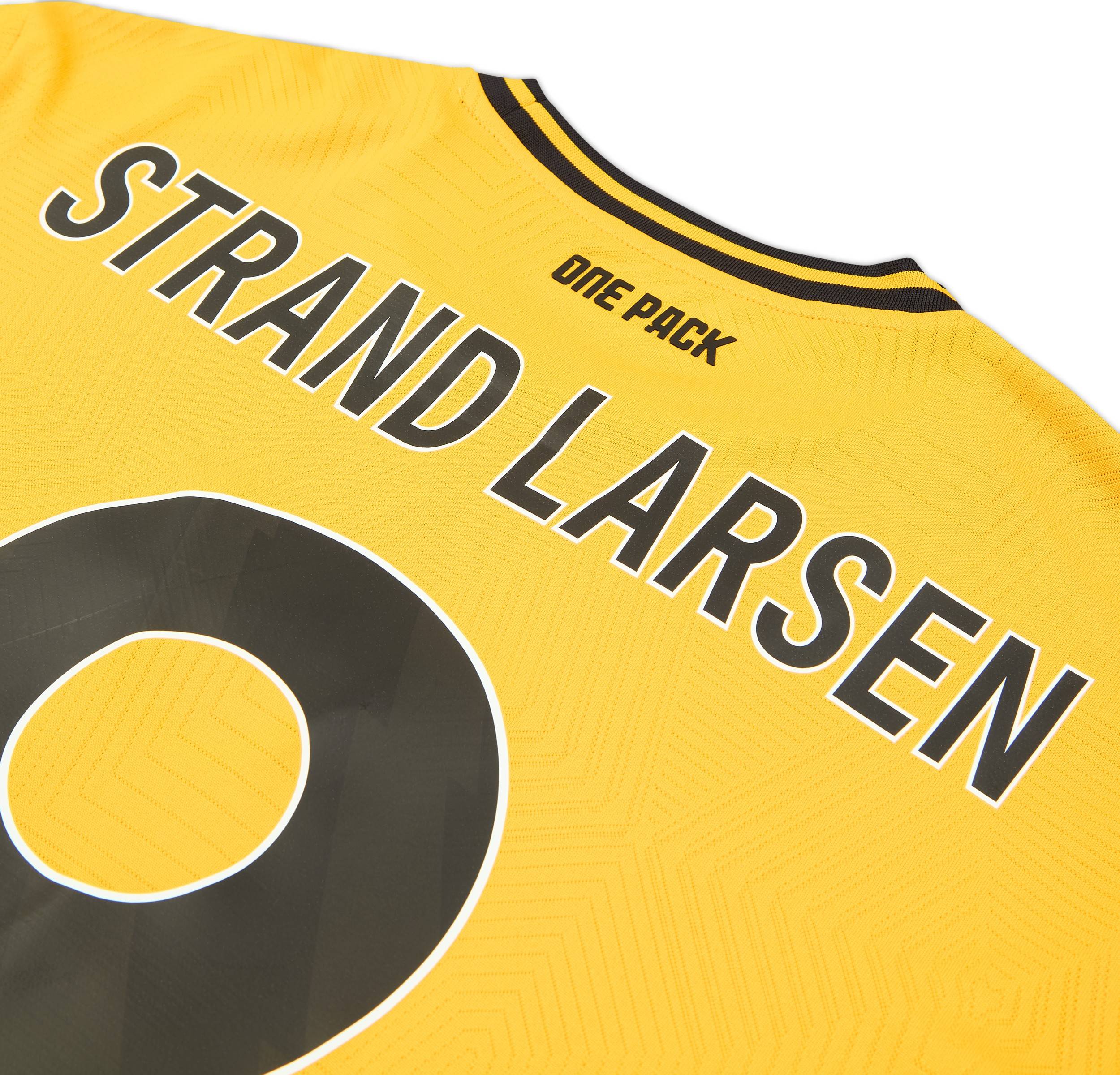 Wolves Larson Statistics Shield 2024-25 Wolves Home Shirt Strand Larsen #9