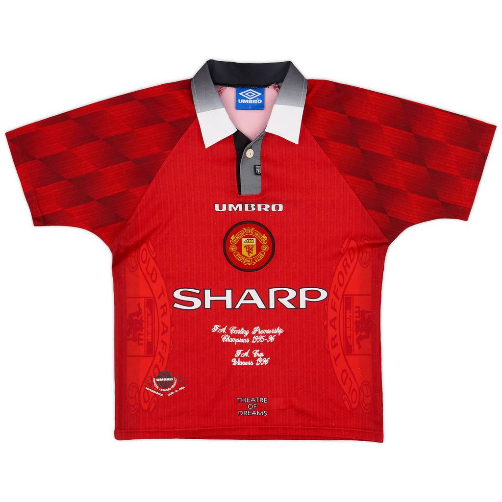 1996-98 Manchester United 'Champions' Home Shirt - 8/10 - (Y)