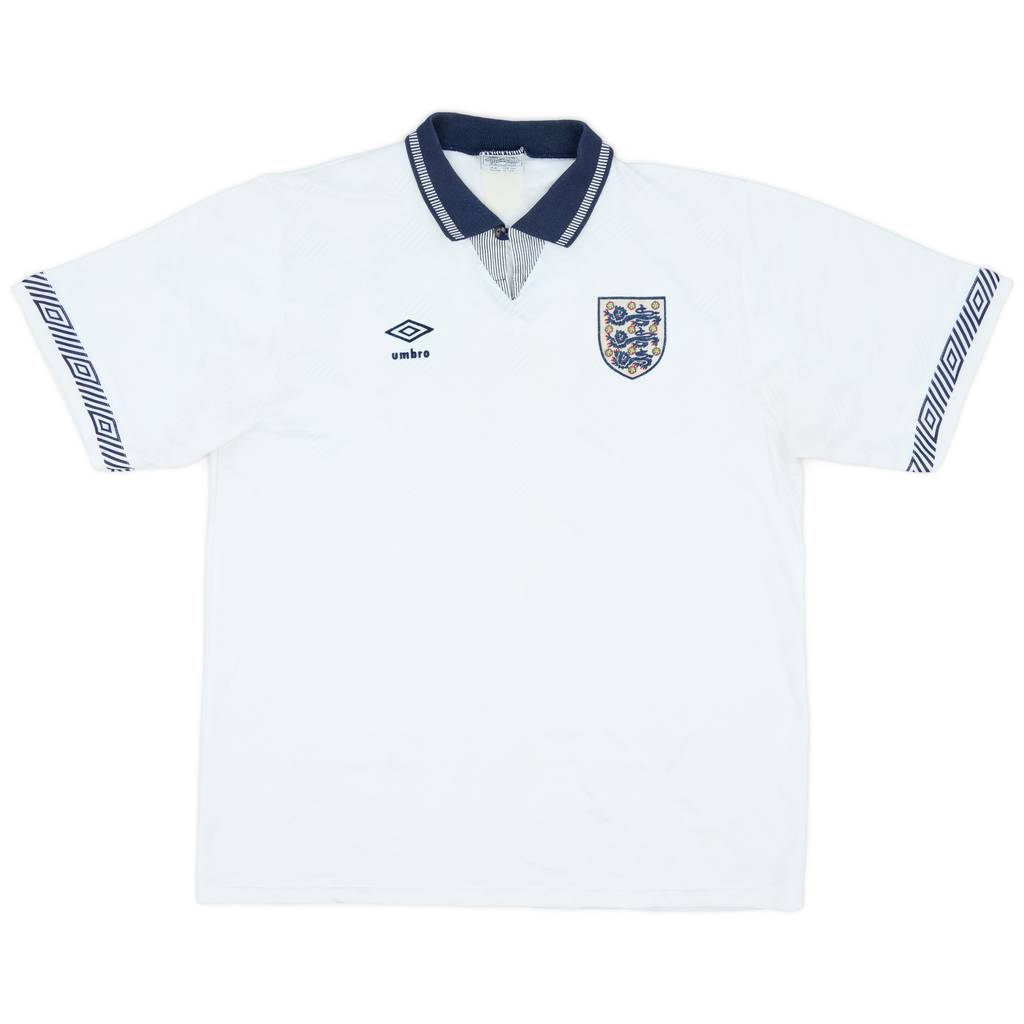 1990-92 England Home Shirt - 7/10 - (XL)