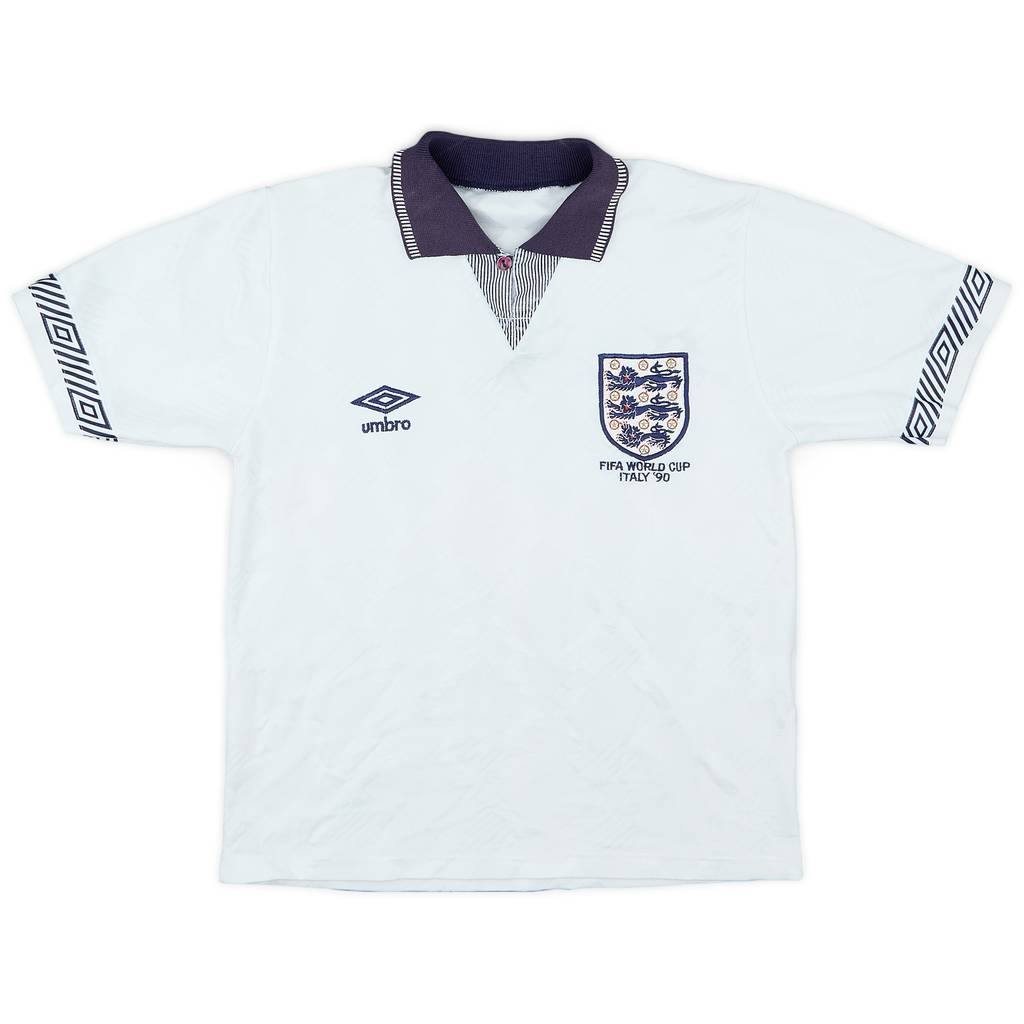 1990-92 England 'World Cup' Home Shirt - 7/10 - (M.Boys)
