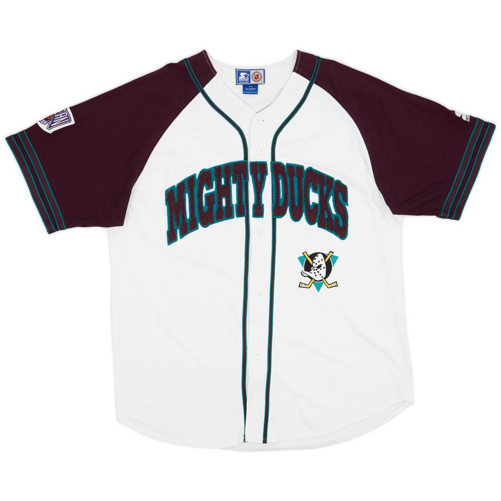 1993-99 Mighty Ducks of Anaheim Starter Baseball Jersey Tee - 6/10 - (XL)