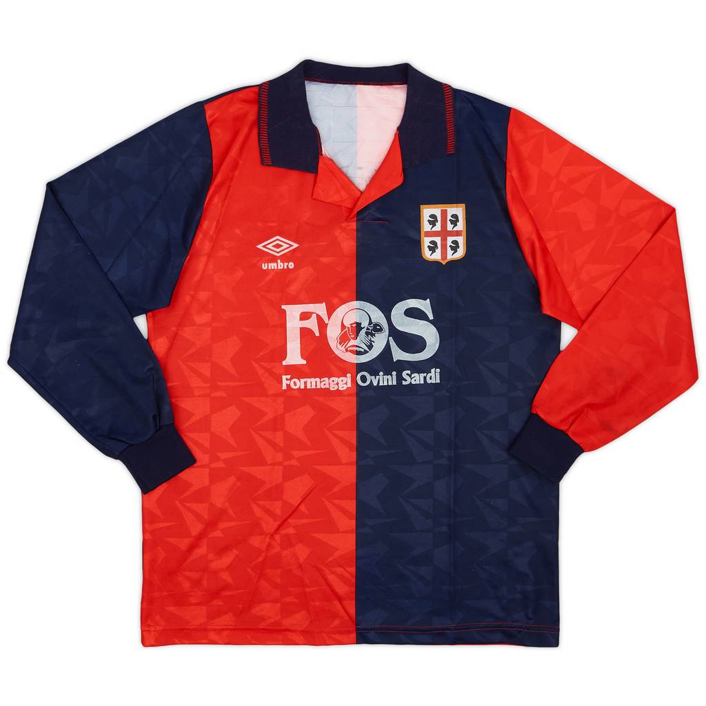 1991-92 Cagliari Home L/S Shirt - 4/10 - (S)