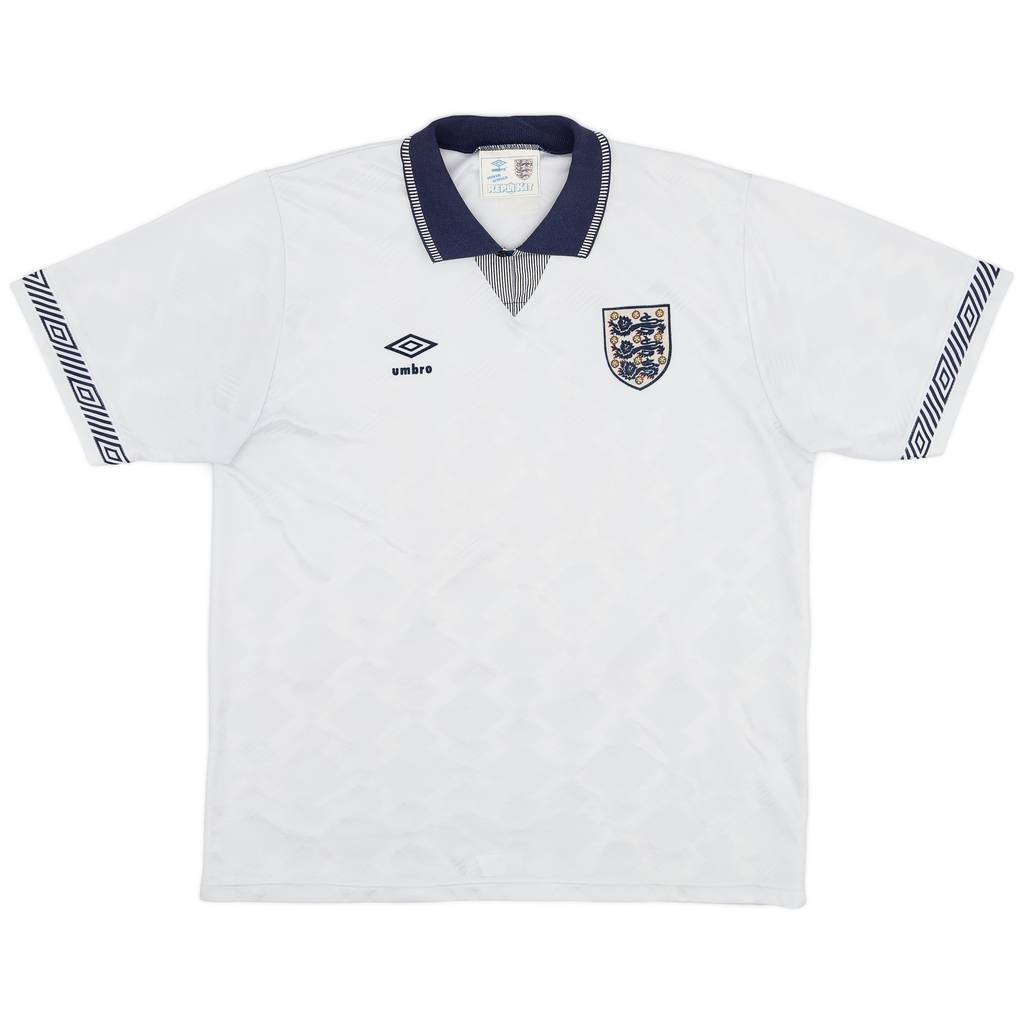 1990-92 England Home Shirt #19 (Gascoigne) - 7/10 - (XL)
