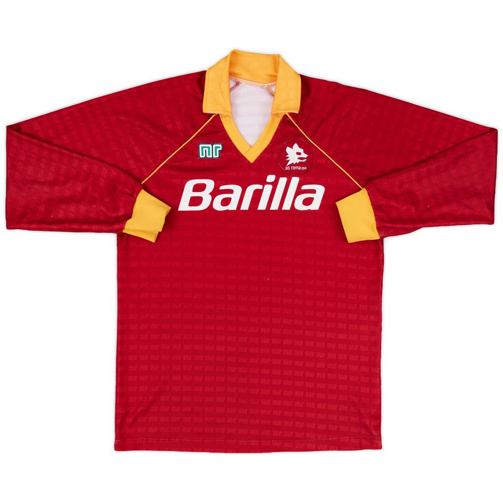 1990-91 Roma Home L/S Shirt - 8/10 - (L)