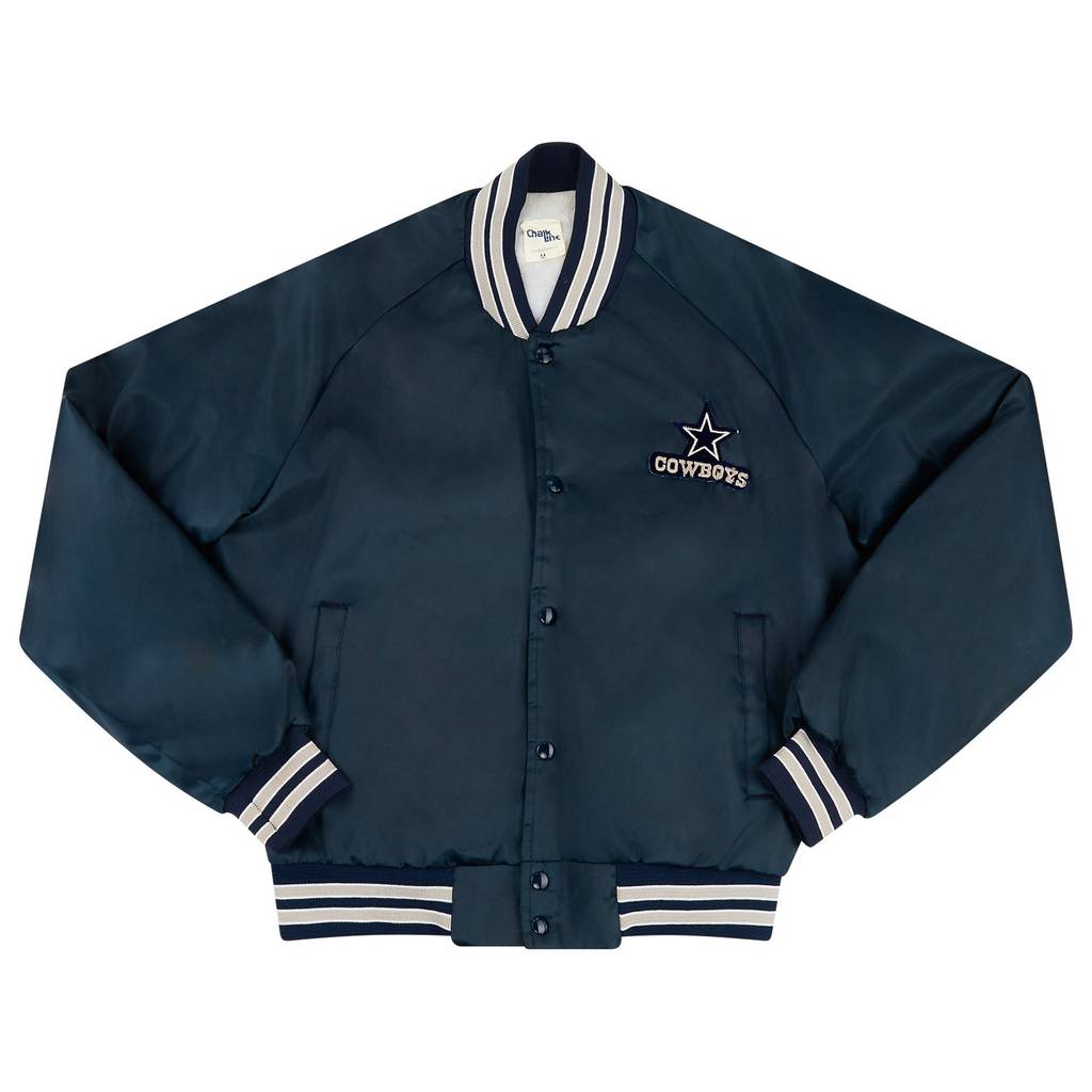 1990s Dallas Cowboys Chalk Line Satin Varsity Jacket M