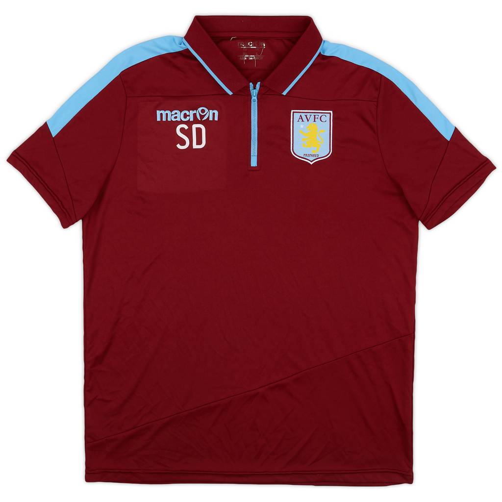 2013-14 Aston Villa Staff Issue Macron 1/4 Zip Training Shirt SD' - 8/10 - (L)