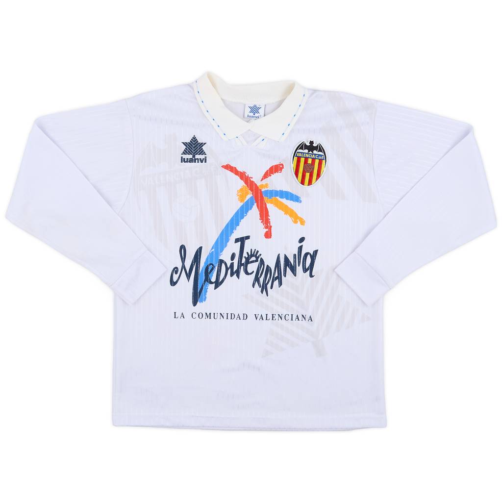 1993-94 Valencia Home L/S Shirt - 8/10 - (XL.Boys)