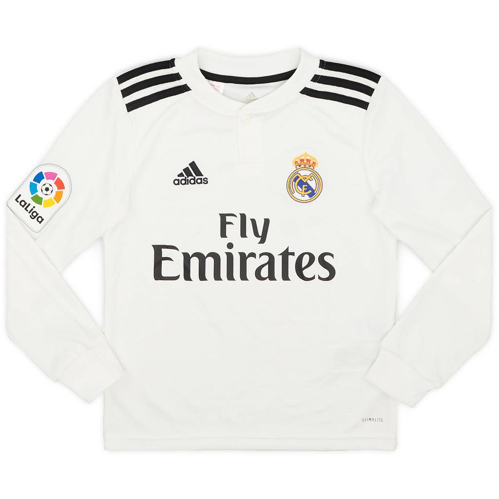 2018-19 Real Madrid Home L/S Shirt - 9/10 - (S.Boys)