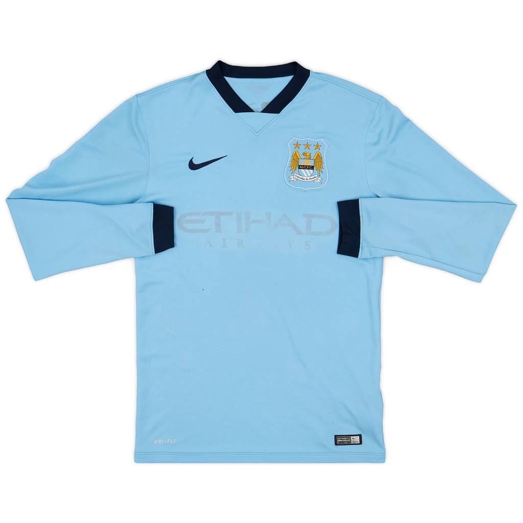 2014-15 Manchester City Home L/S Shirt - 4/10 - (S)
