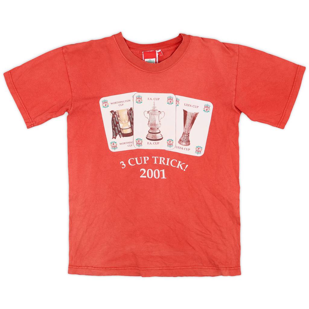 2001-02 Liverpool 2001 Treble Cup Winners Graphic Tee - 3/10 - (S)