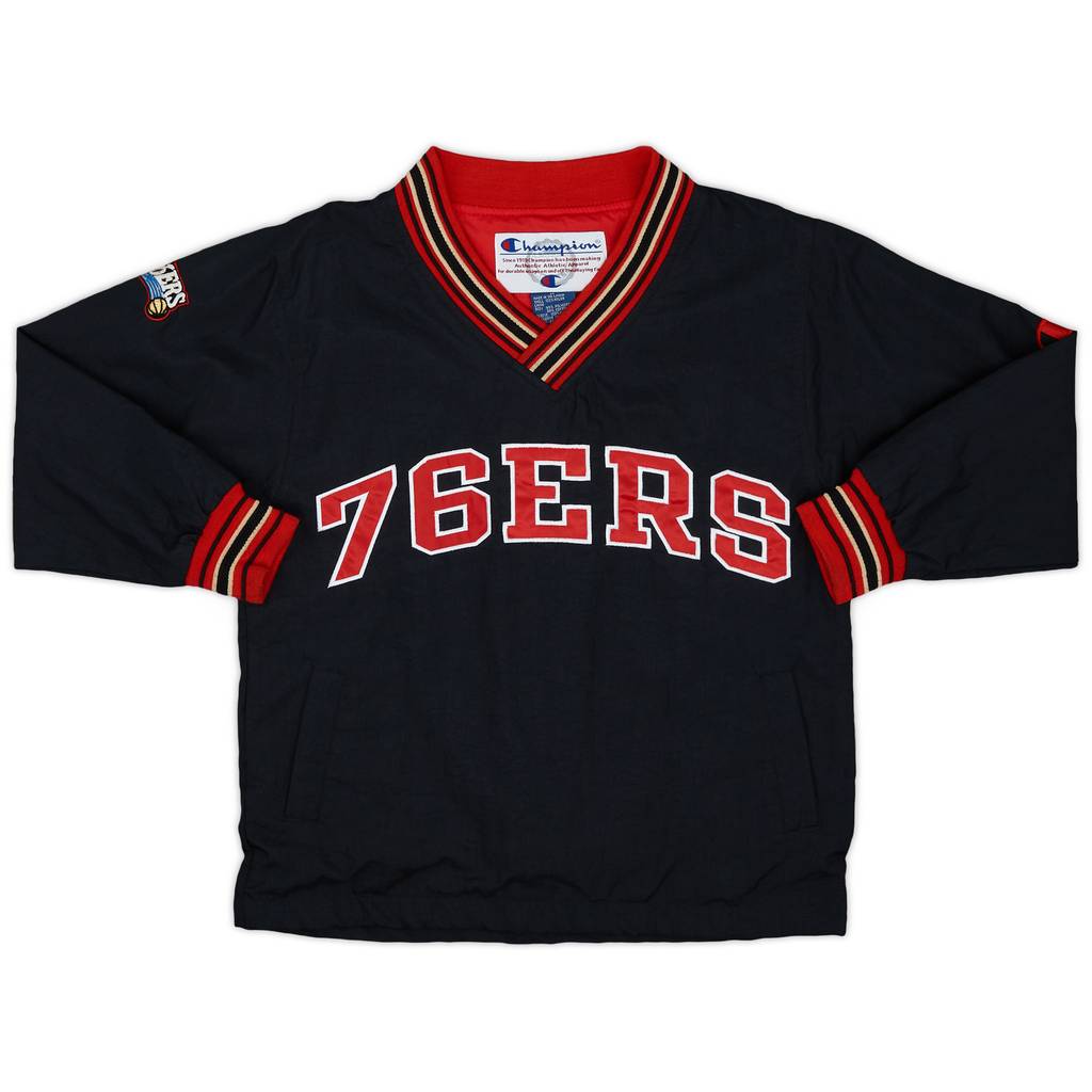 1997-99 Philadelphia 76ers Champion Pullover Windbreaker Jacket - 9/10 - (M.Boys)