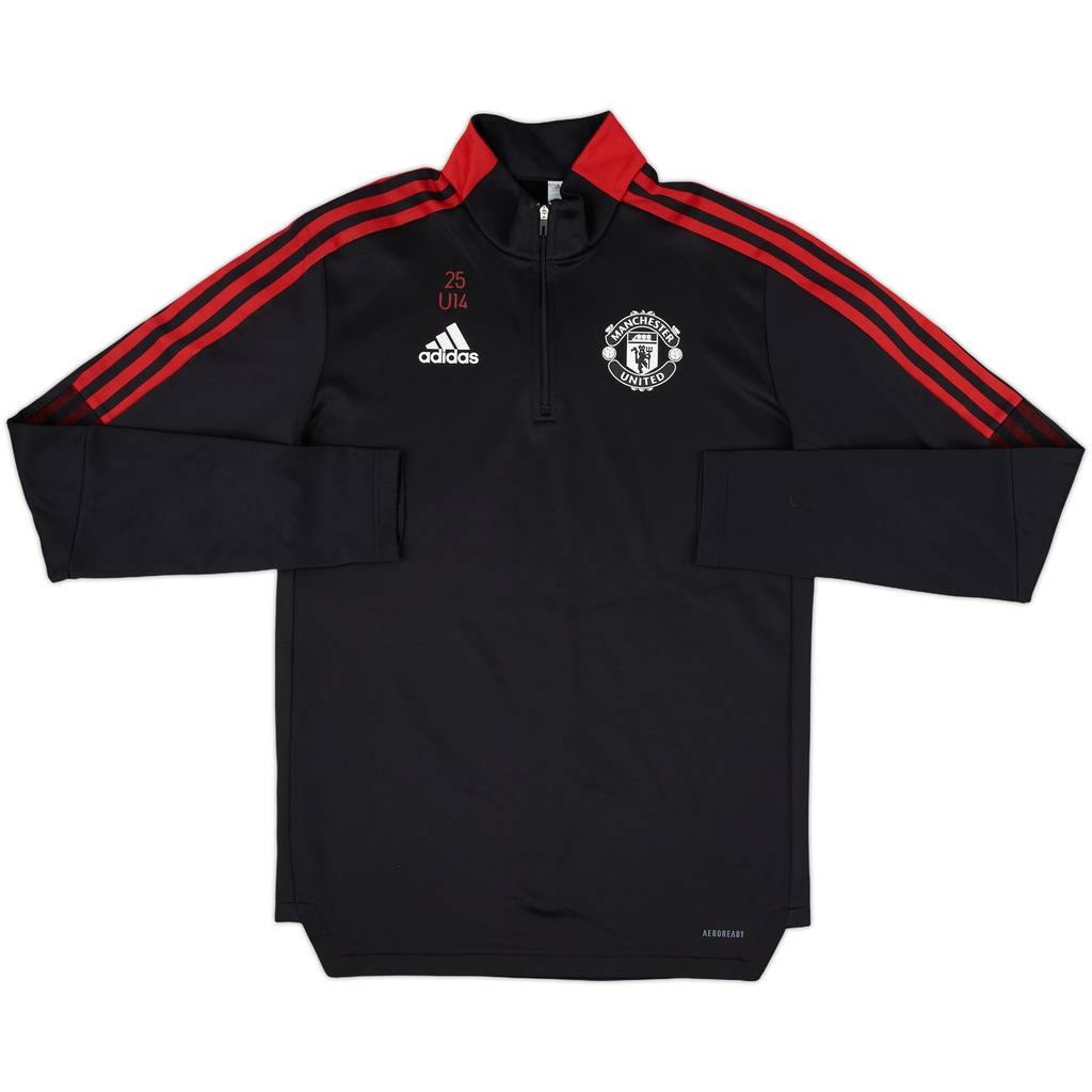 2021-22 Manchester United Player Issue adidas 1/4 Zip Training Top U14 #25 - 8/10 - (M)