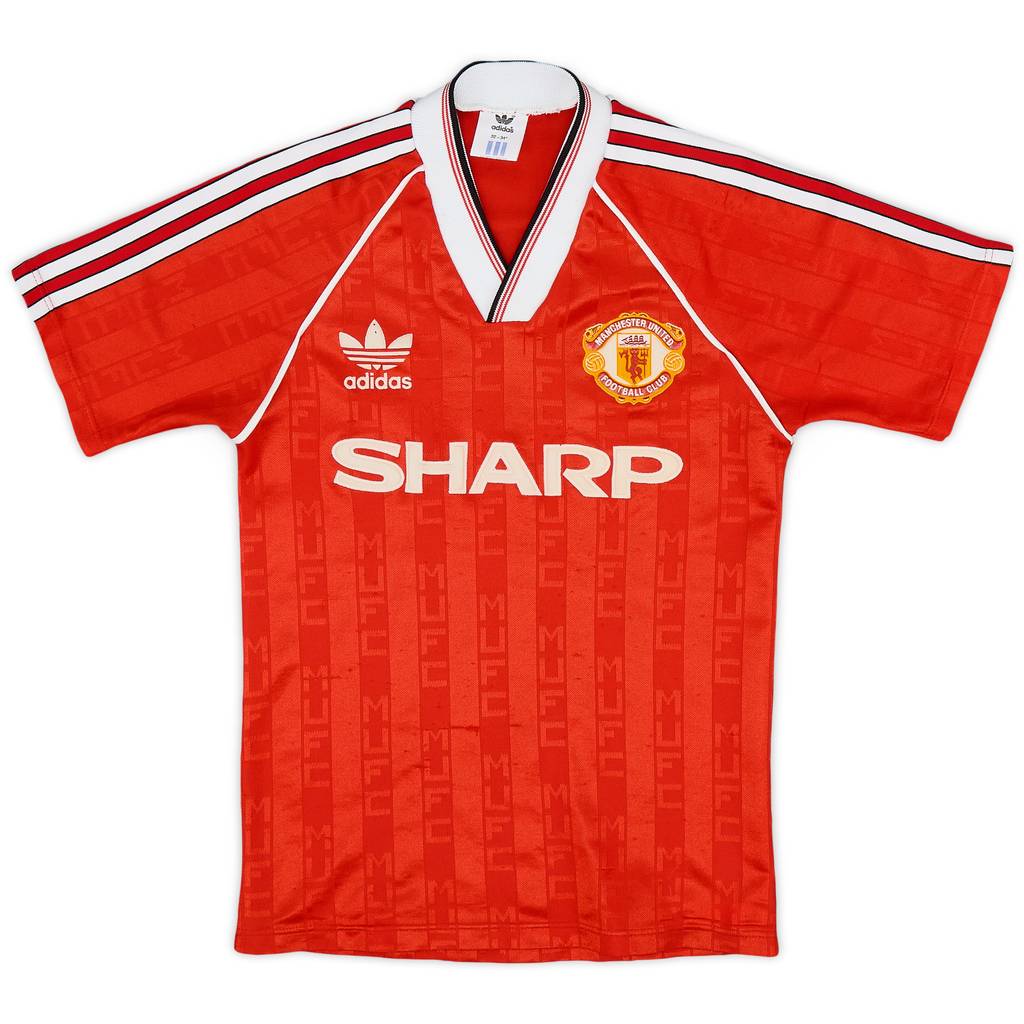 1988-90 Manchester United Home Shirt - 7/10 - (L.Boys)