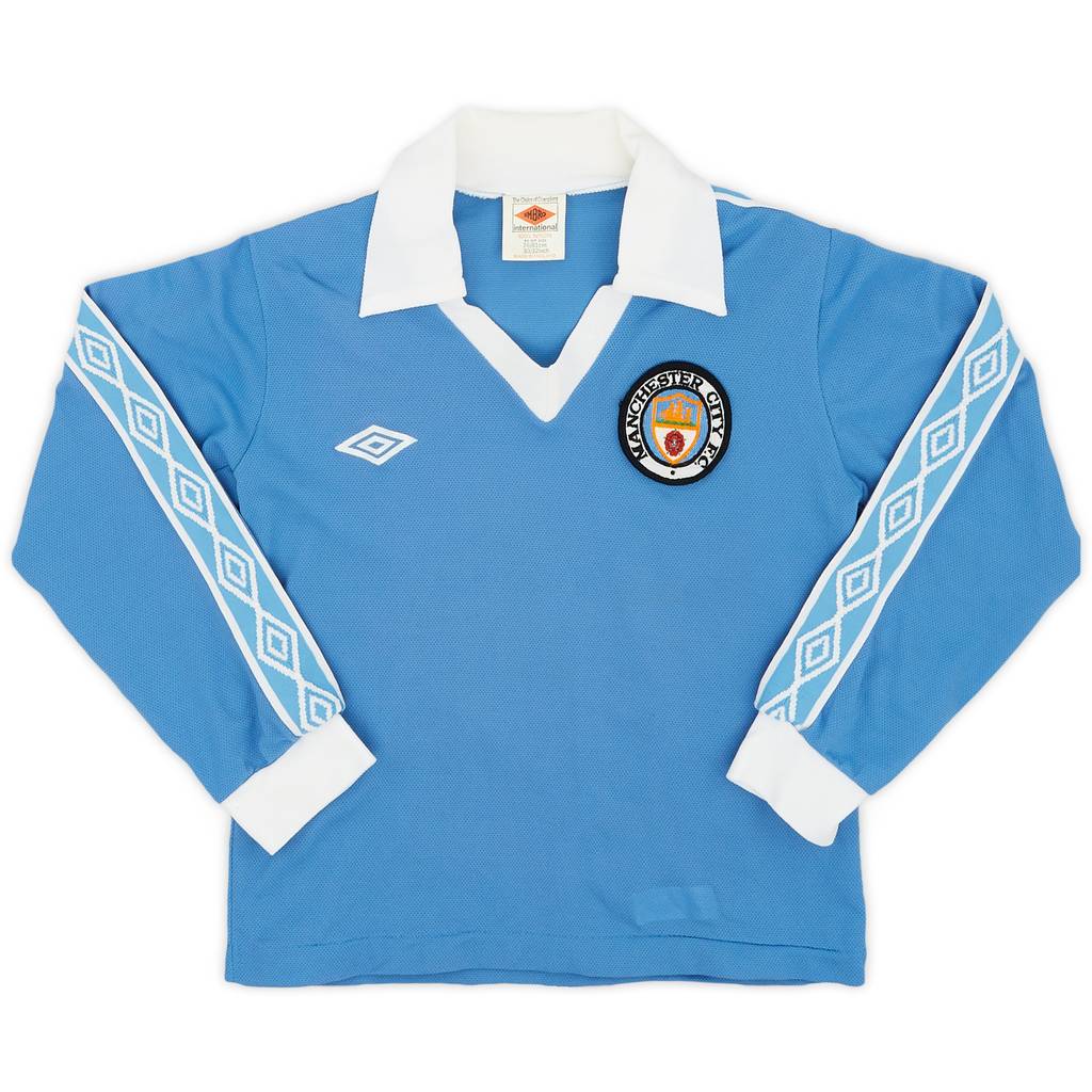 1977-81 Manchester City Home L/S Shirt - 9/10 - (M.Boys)