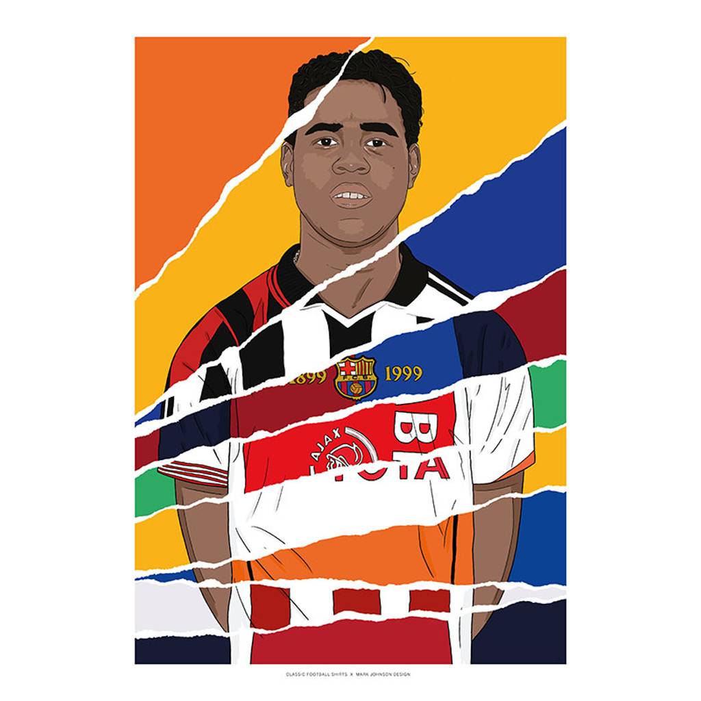 1994-2008 Patrick Kluivert Career In Shirts A3 Print/Poster