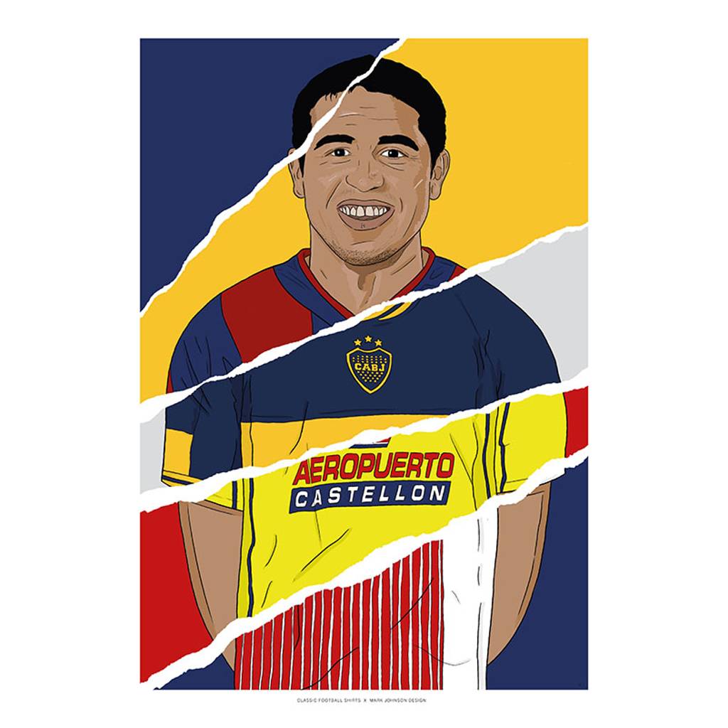1996-2014 Juan Román Riquelme Career In Shirts A3 Print/Poster