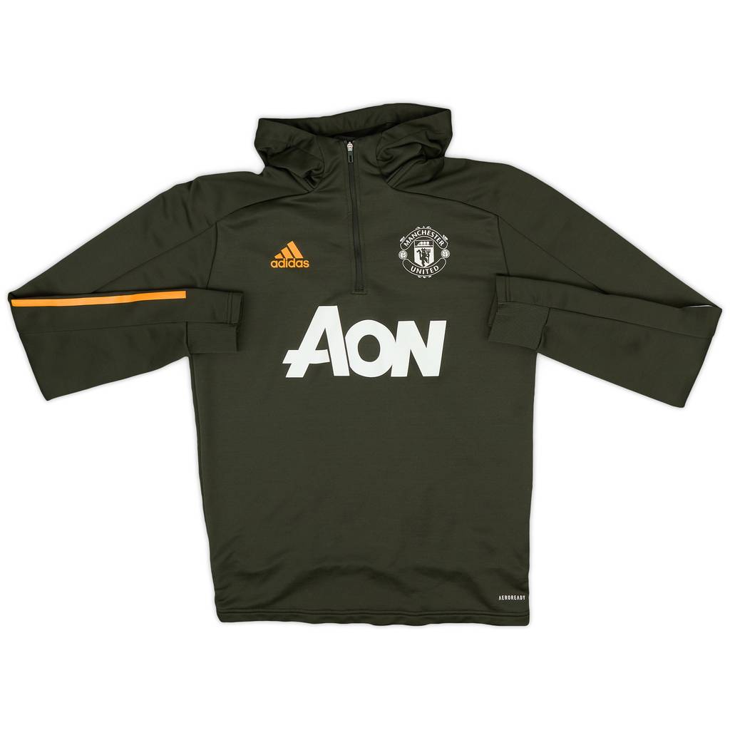 2020-21 Manchester United adidas 1/4 Zip Hooded Drill Top - 9/10 - (M)
