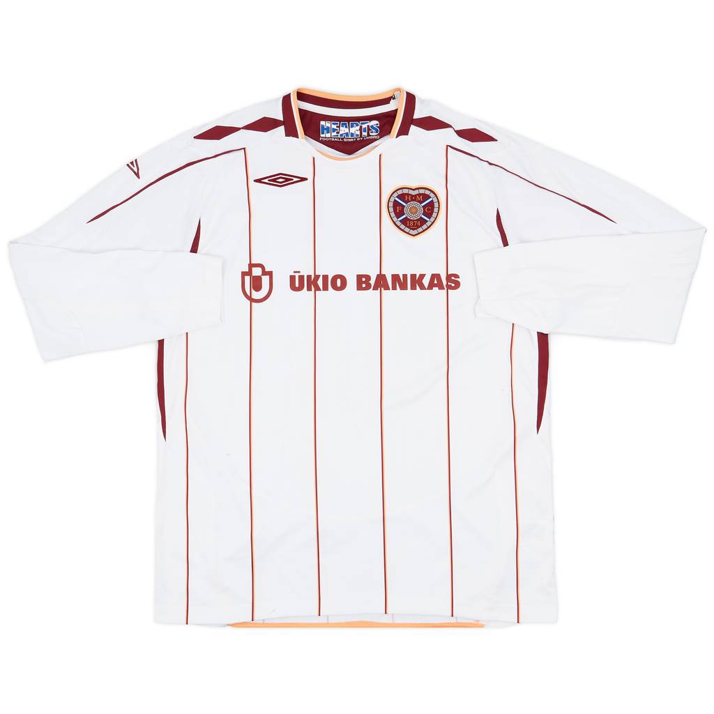 2007-08 Hearts Away L/S Shirt - 6/10 - (XL)