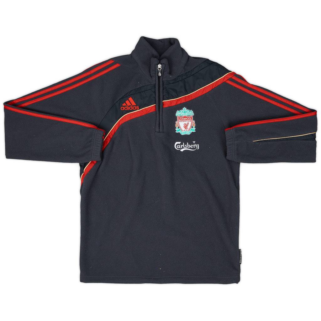 2009-10 Liverpool adidas 1/4 Zip Fleece Top - 9/10 - (S)