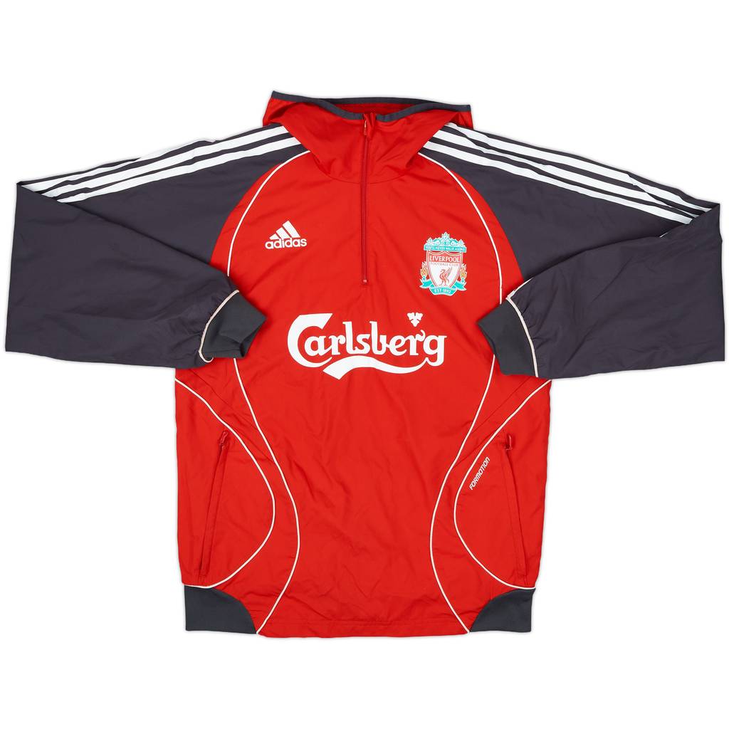 2006-07 Liverpool adidas 1/4 Zip Hooded Rain Jacket - 8/10 - (XL.Boys)
