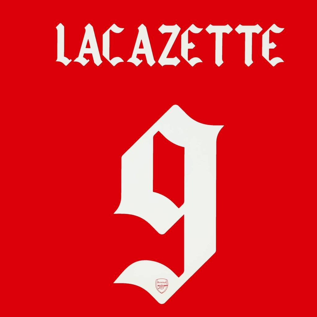 2020-21 Arsenal Home Lacazette #9 Name Set