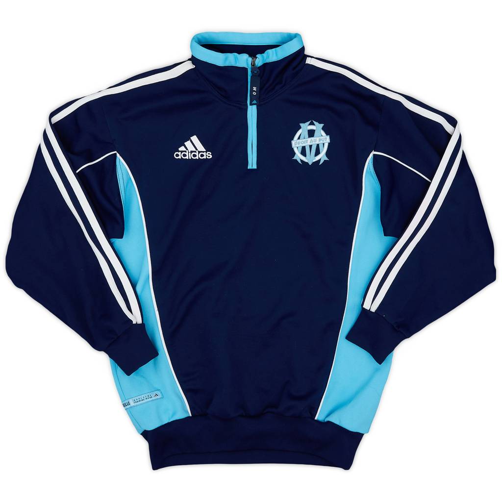 2000-01 Olympique Marseille adidas 1/4 Zip Sweat Top - 9/10 - (L.Boys)