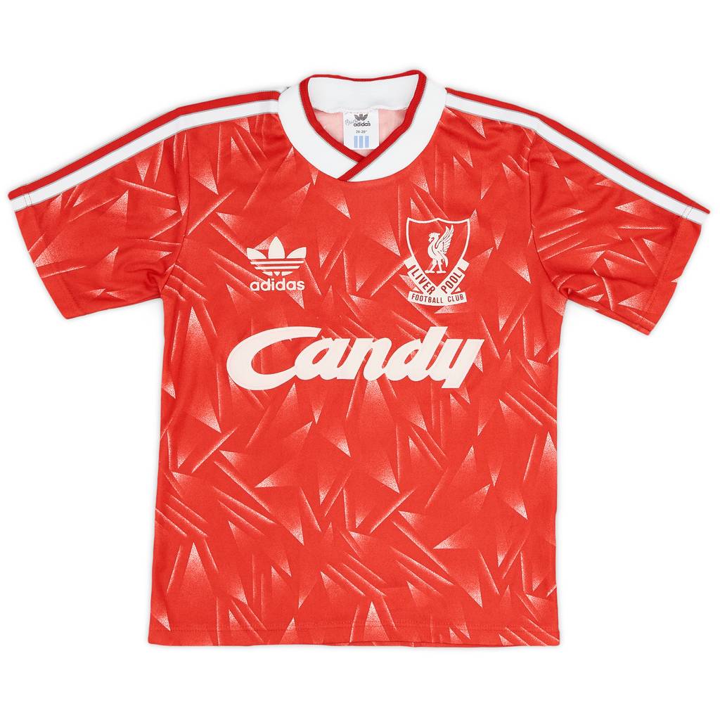 1989-91 Liverpool Home Shirt - 8/10 - (XS.Boys)
