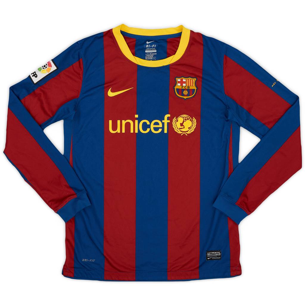 2010-11 Barcelona Home L/S Shirt - 8/10 - (L.Boys)