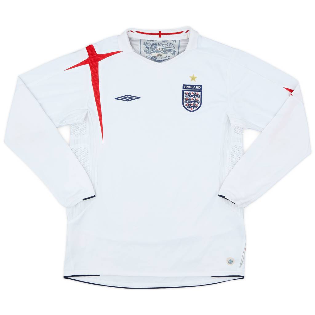 2005-07 England Home L/S Shirt - 9/10 - (L.Boys)