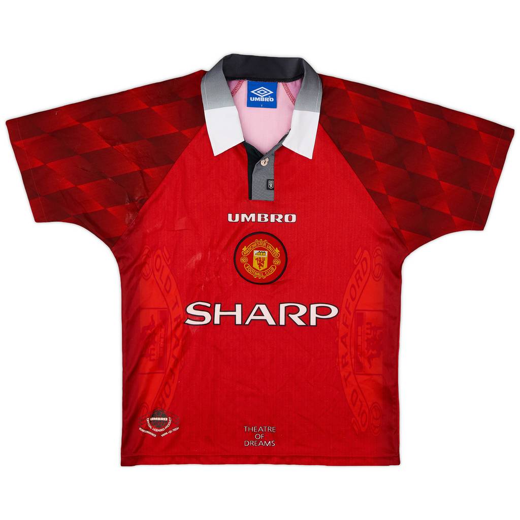 1996-98 Manchester United Home Shirt - 7/10 - (Y)