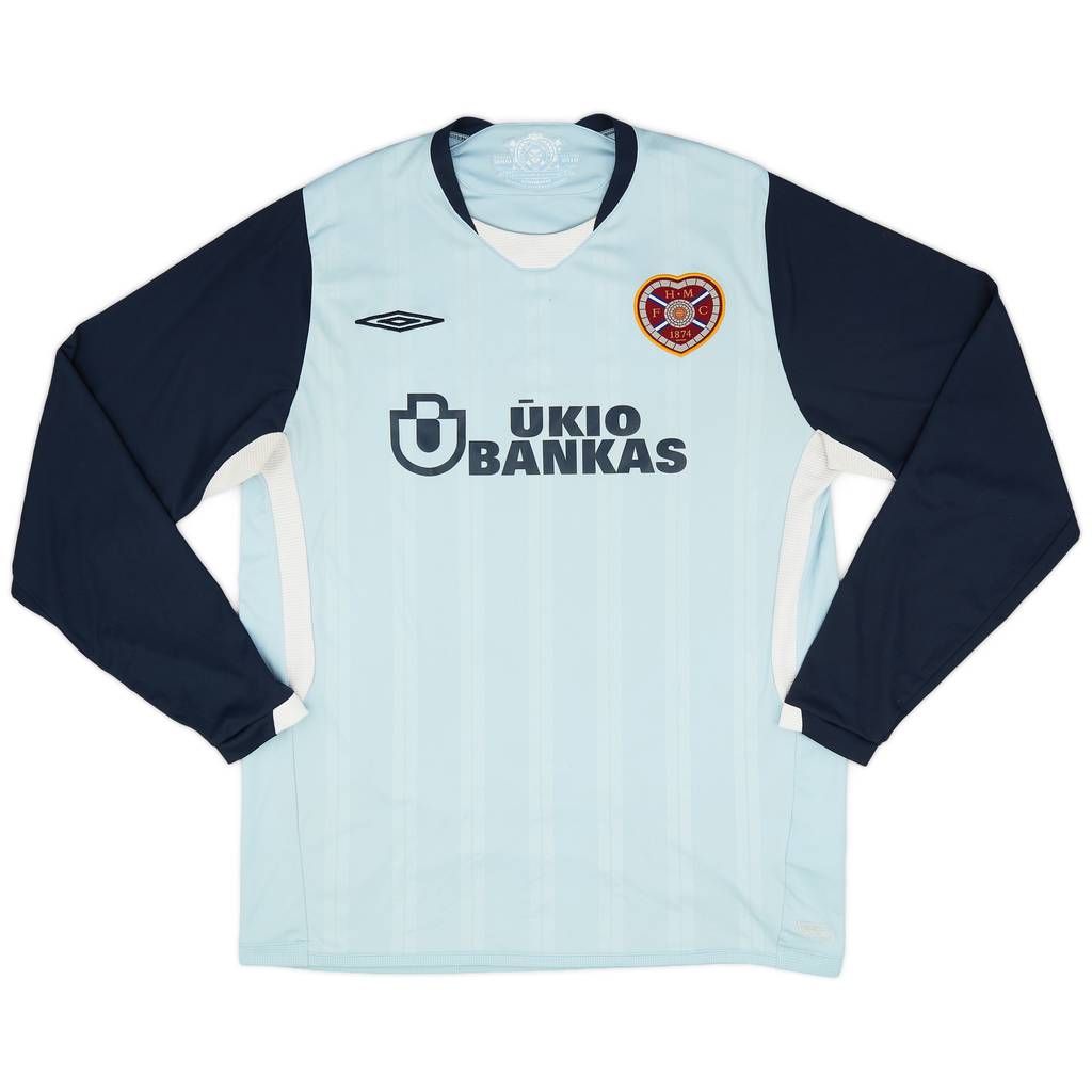 2009-10 Hearts Away L/S Shirt - 8/10 - (L)