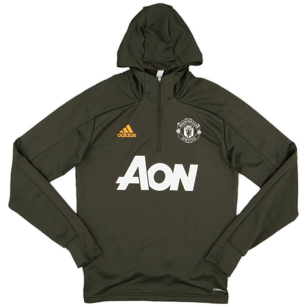 2020-21 Manchester United adidas 1/4 Zip Hooded Top - 9/10 - (S)