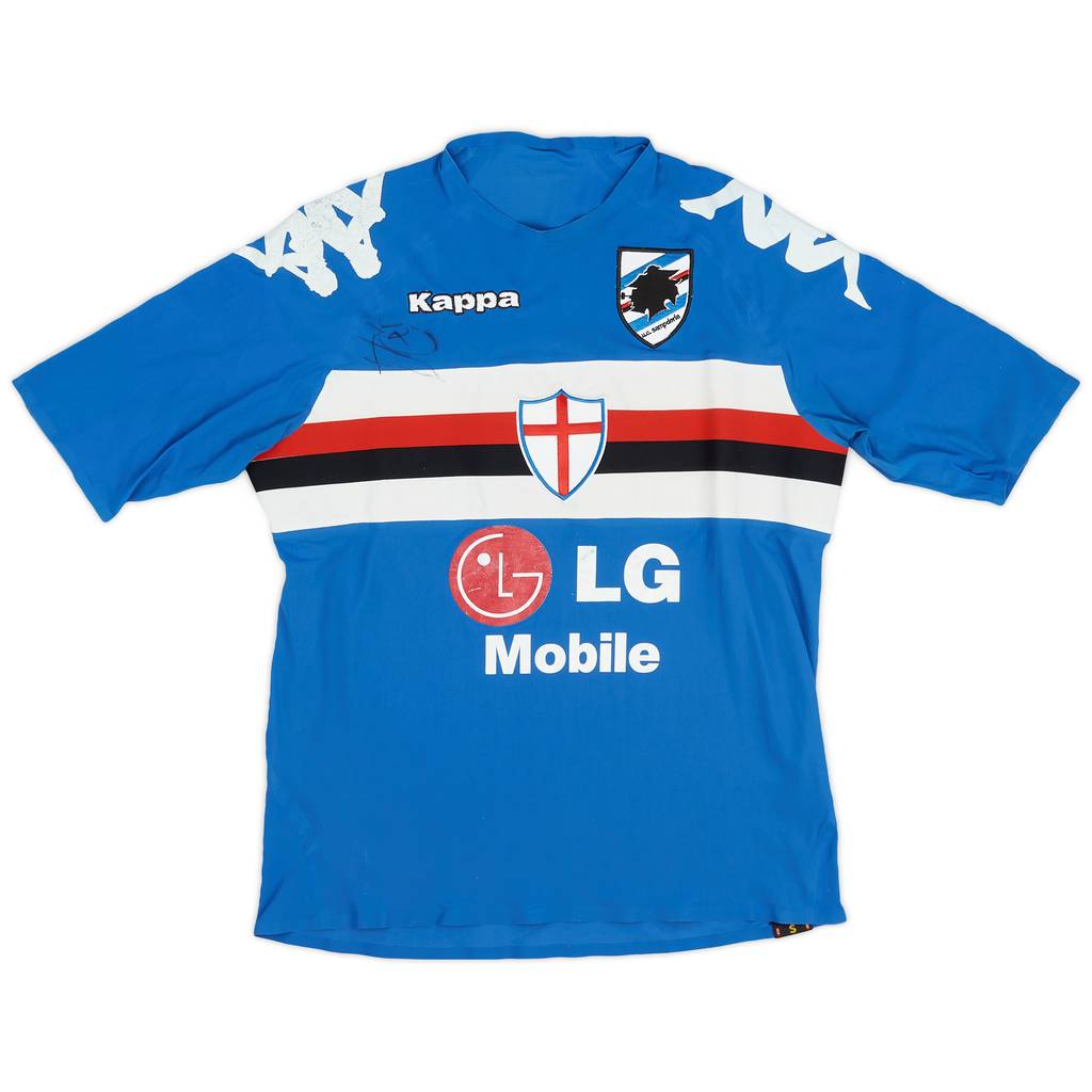 2005-07 Sampdoria Player Issue Signed 'Coppa Italia' Home Shirt - 6/10 - (S)